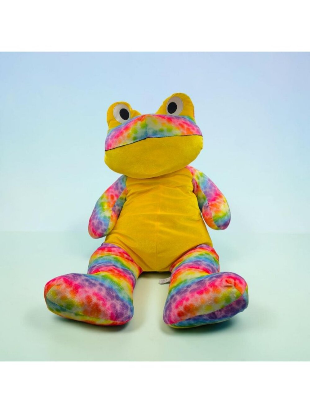 Tie-Dye Rainbow Frog Plush Toy By Toy Factory 30" Stuffed Animal